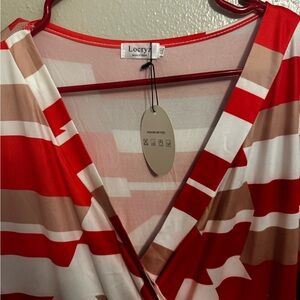 Red and Tan Striped Dress